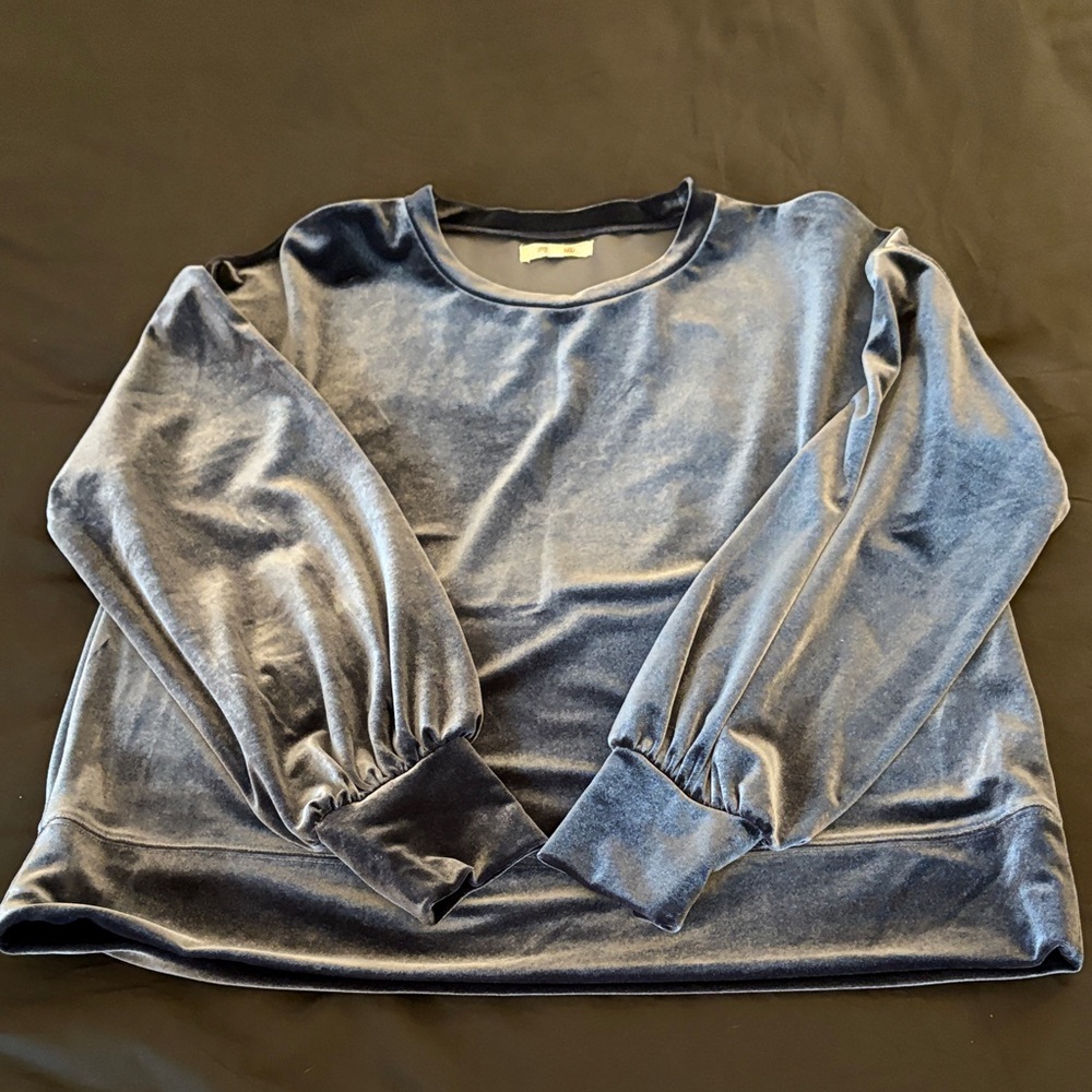 Madewell Elegant Navy Velvet/Velour Women's Crewneck Sweater Sweatshirt-M - Picture 4 of 11
